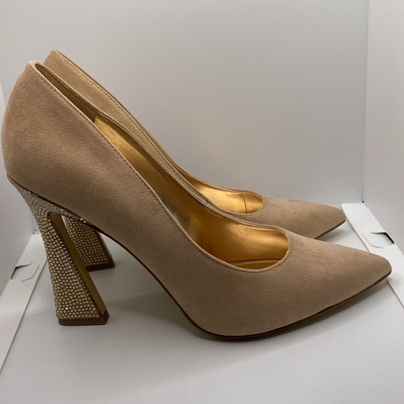 Nine West Tunips Woman’s Heels Barely Nude Rhinestone Detailing Size 10M - Picture 15 of 15